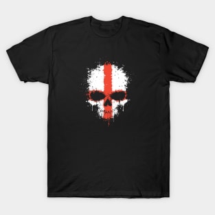 Chaotic English Flag Splatter Skull T-Shirt